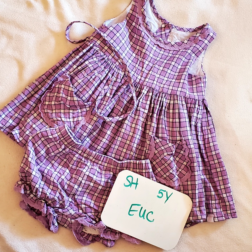 💜 SweetHoney Plaid Ruffle Set | Size 5Y EUC 🧺💖